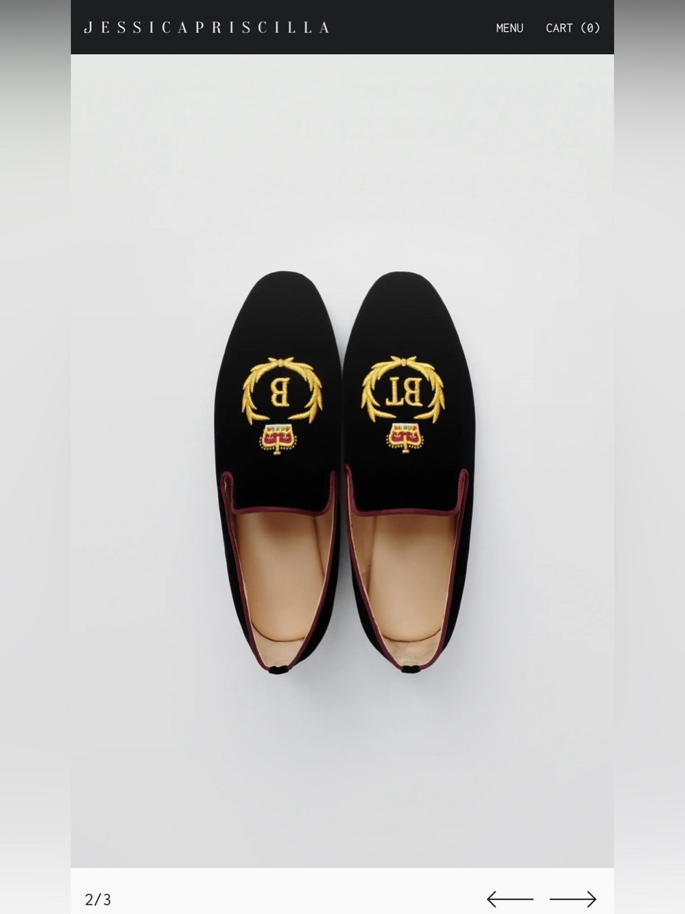 Jessica Priscilla Ibygo Custom Velvet Smoking Slippers Crown Crest Loafers US 7